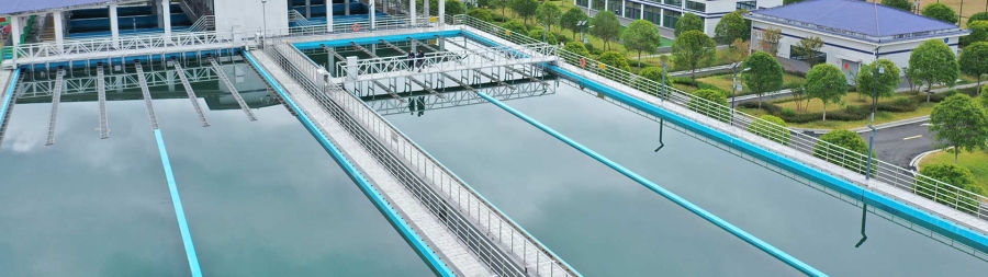 Aerial view of a water treatment plant