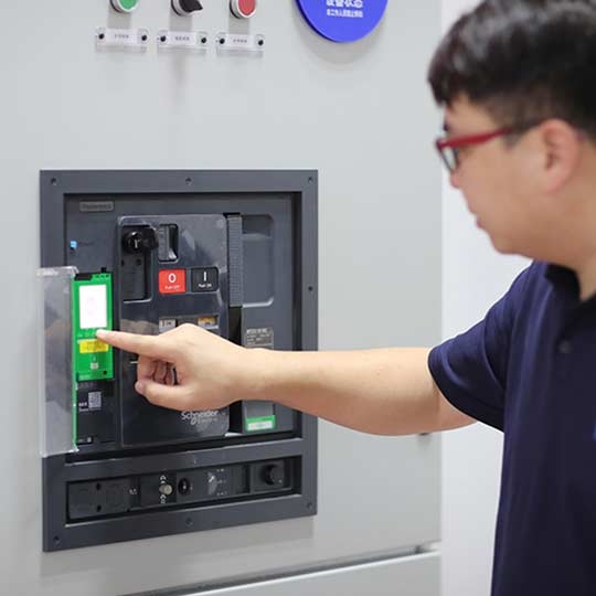 Engineer using the control panel