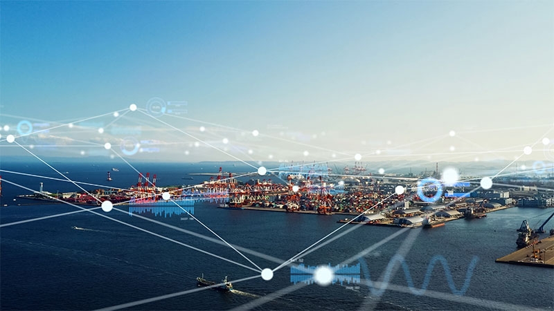 Logistics and technology concept presented on the example of smart port infrastructure
